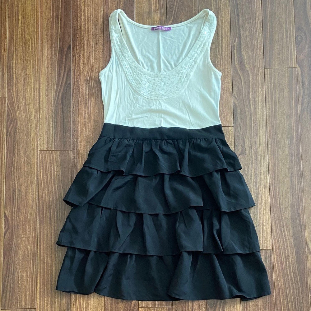 Smart Set Black and Cream Layered Dress